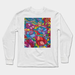 Abstract Flowers Stainned Glass Art Long Sleeve T-Shirt